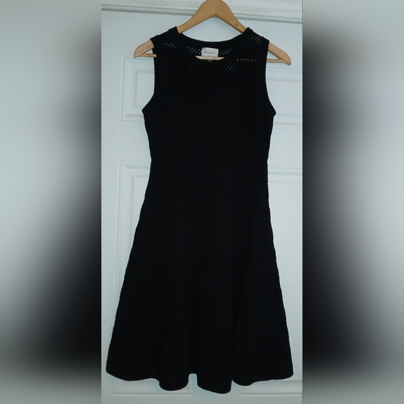 Beautiful Milly Of New York Original Sleeveless Textured Knit Black Dress M - Picture 1 of 4